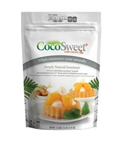 CocoSweet+, Coconut Palm Sugar with Stevia, Steviva (454g)